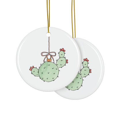 Holiday Cactus Ceramic Ornament