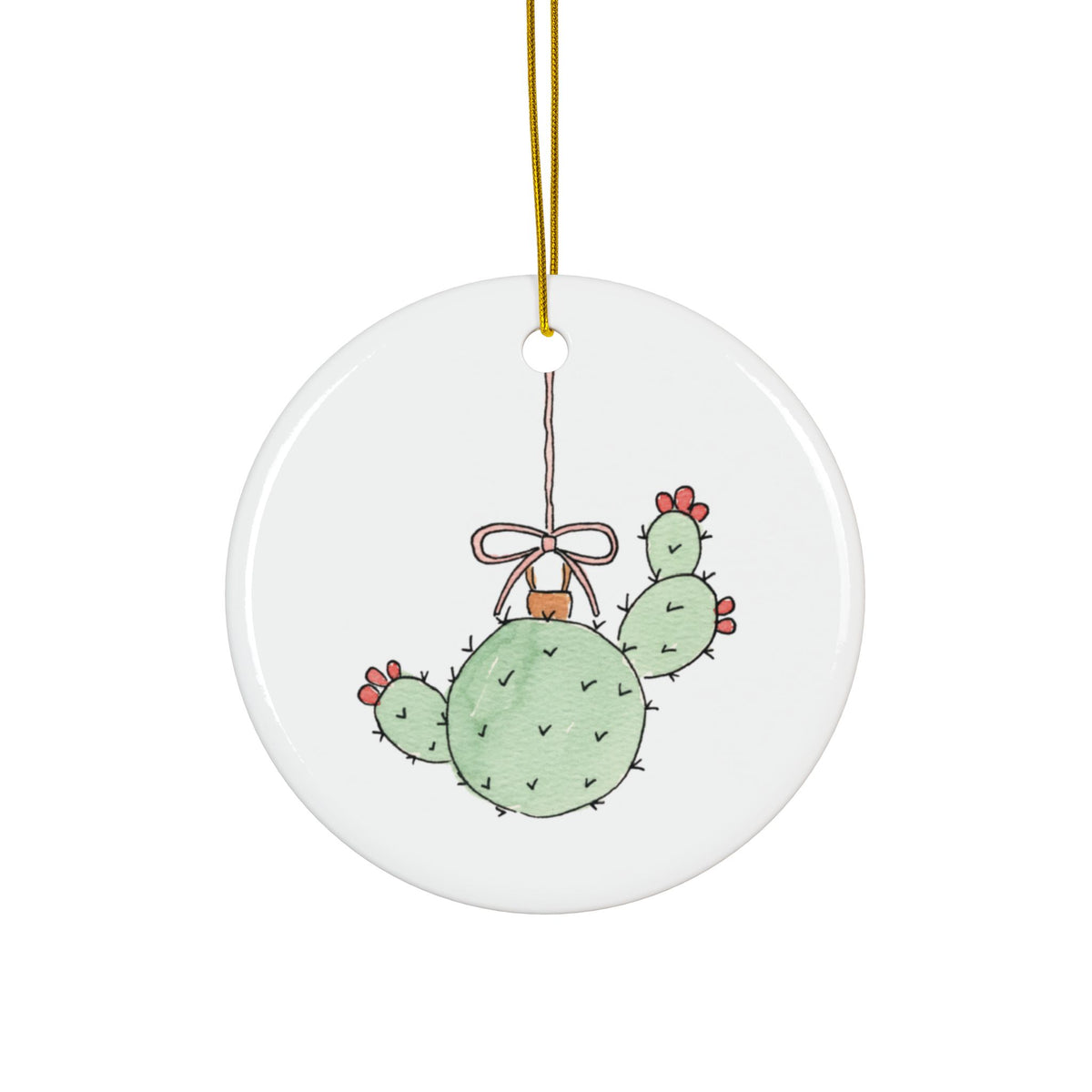 Holiday Cactus Ceramic Ornament