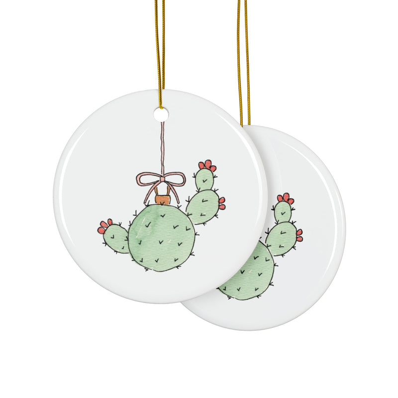 Holiday Cactus Ceramic Ornament