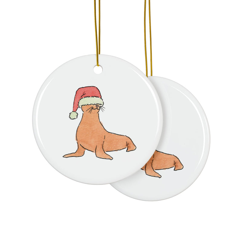 Santa Seal Ceramic Ornament