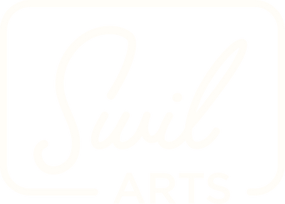 Logo of Swil Arts with a teal and pink color scheme on a white background
