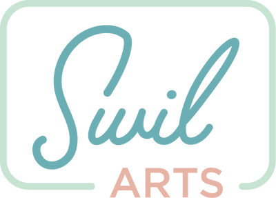 Logo of Swil Arts with a teal and pink color scheme on a white background